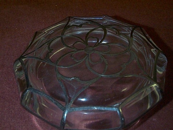 Signed Heisey silver overlay dresser box Measures - 3