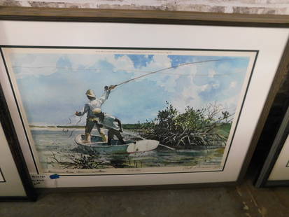 Framed "On the Flats" Lithograph: Framed lithograph On the Flats. Signed Chet Reneson. #159 of 200. You are bidding at a live sale. Please read the terms and conditions. This sale will be broadcast live on sale day with full