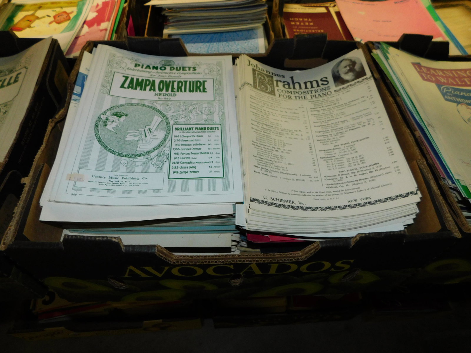 Lot of 150+ Pieces Sheet Music: Large lot of 150+ pieces of old new stock sheet music. Discovered from a 75+ year old music store. You are bidding at a live sale. Please read the terms and conditions. This sale will be broadcast liv