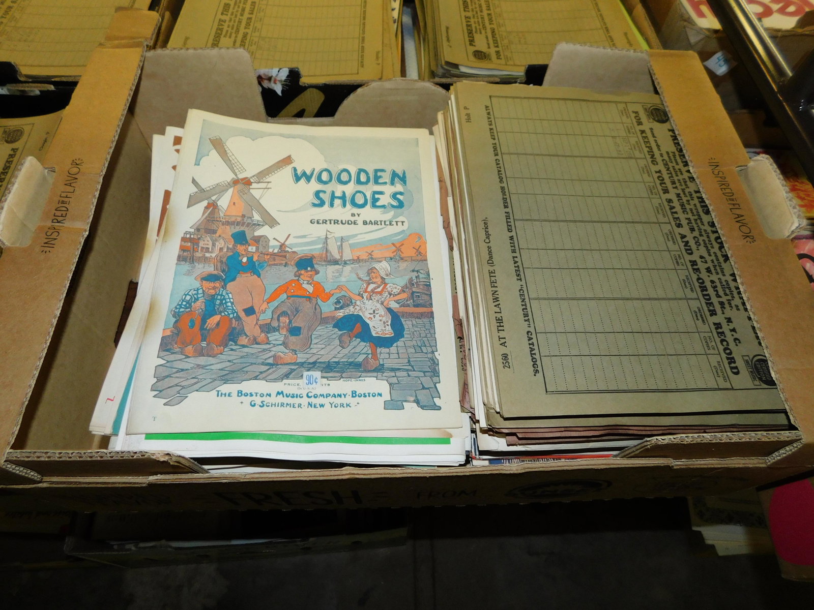 Lot of 150+ Pieces Sheet Music: Large lot of 150+ pieces of old new stock sheet music. Discovered from a 75+ year old music store. You are bidding at a live sale. Please read the terms and conditions. This sale will be broadcast liv