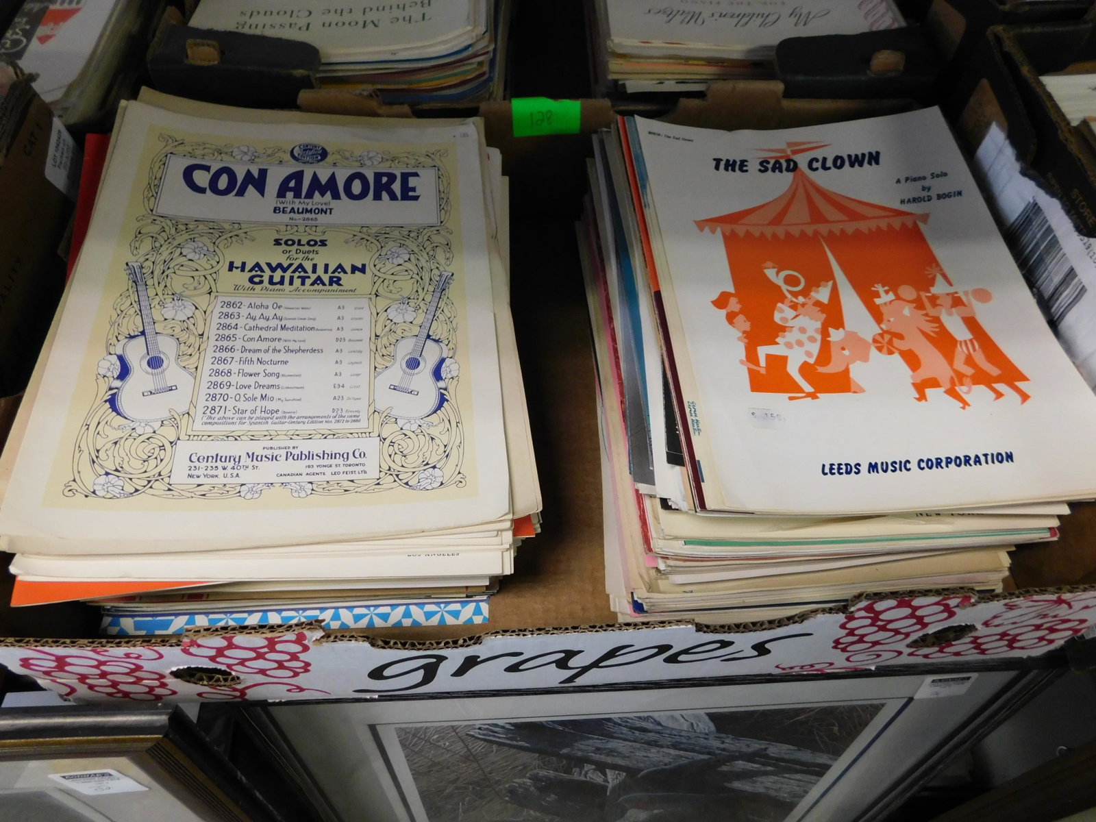 Lot of 150+ Pieces Sheet Music: Large lot of 150+ pieces of old new stock sheet music. Discovered from a 75+ year old music store. You are bidding at a live sale. Please read the terms and conditions. This sale will be broadcast liv