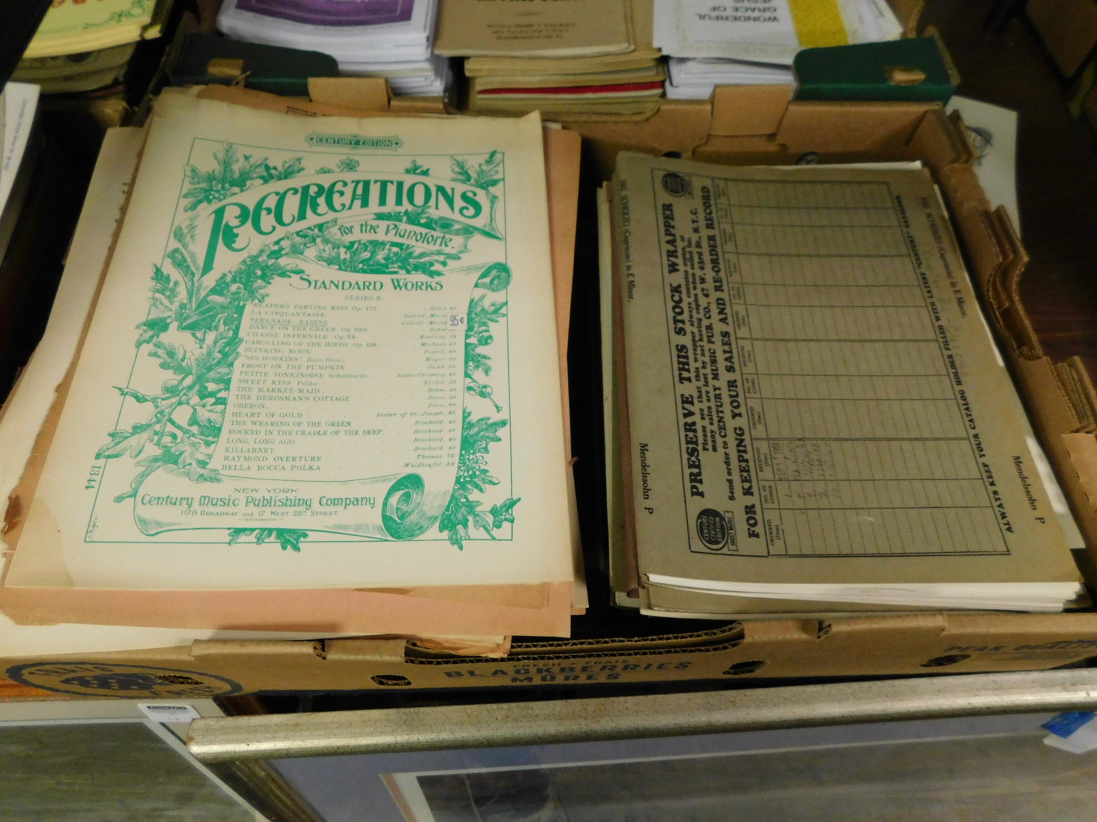 Lot of 150+ Pieces Sheet Music: Large lot of 150+ pieces of old new stock sheet music. Discovered from a 75+ year old music store. You are bidding at a live sale. Please read the terms and conditions. This sale will be broadcast liv