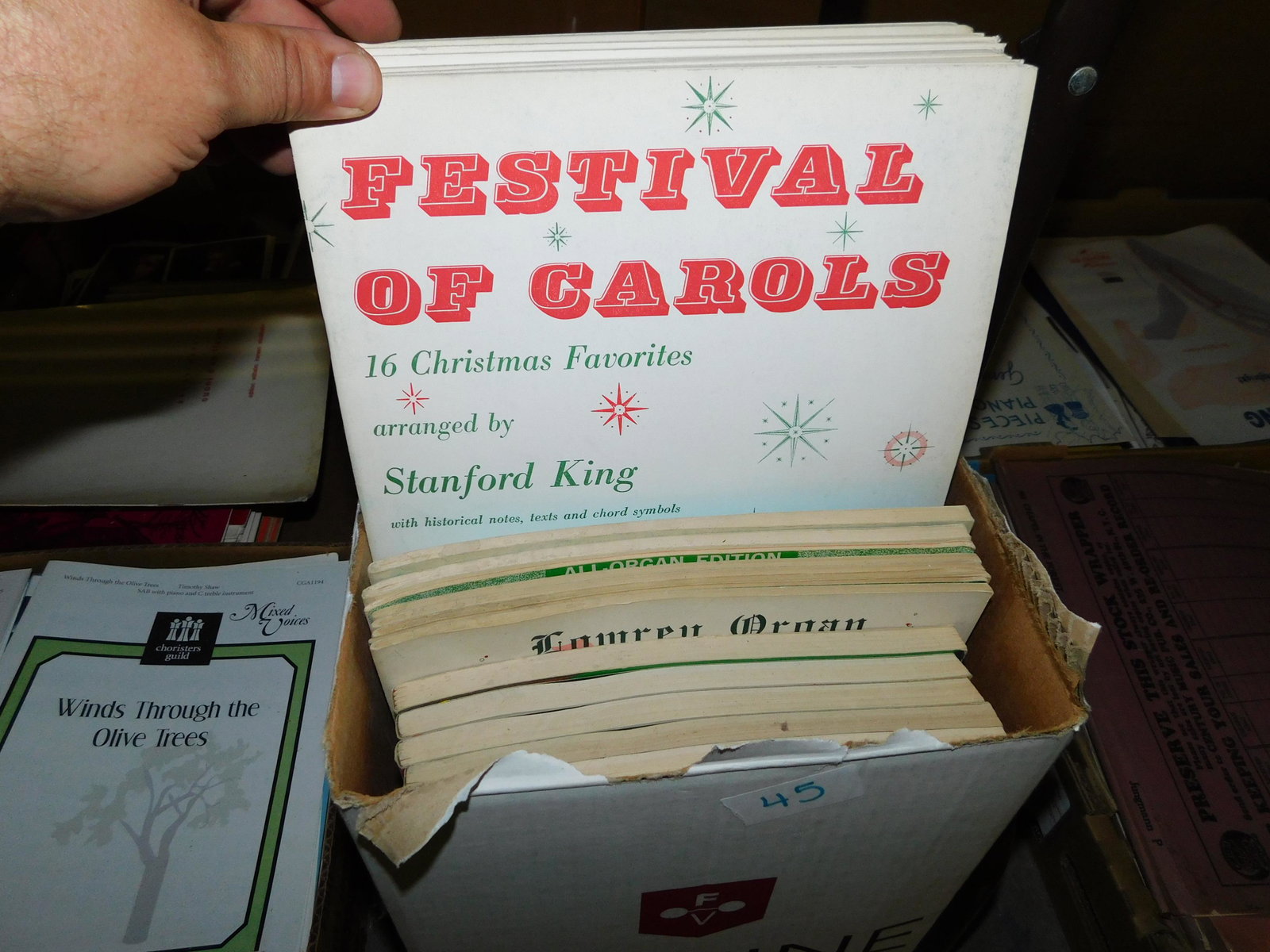 Lot of Organ Sheet Music: Lot of Organ sheet music from a 75+ year old music store. You are bidding at a live sale. Please read the terms and conditions. This sale will be broadcast live on sale day with full descriptions of e