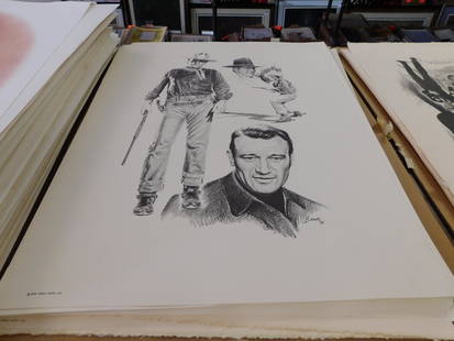 40 Unframed Lithographs: Lot of 40+ unframed lithographs of John Wayne. By Banse. You are bidding at a live sale. Please read the terms and conditions. This sale will be broadcast live on sale day with full descriptions of ea