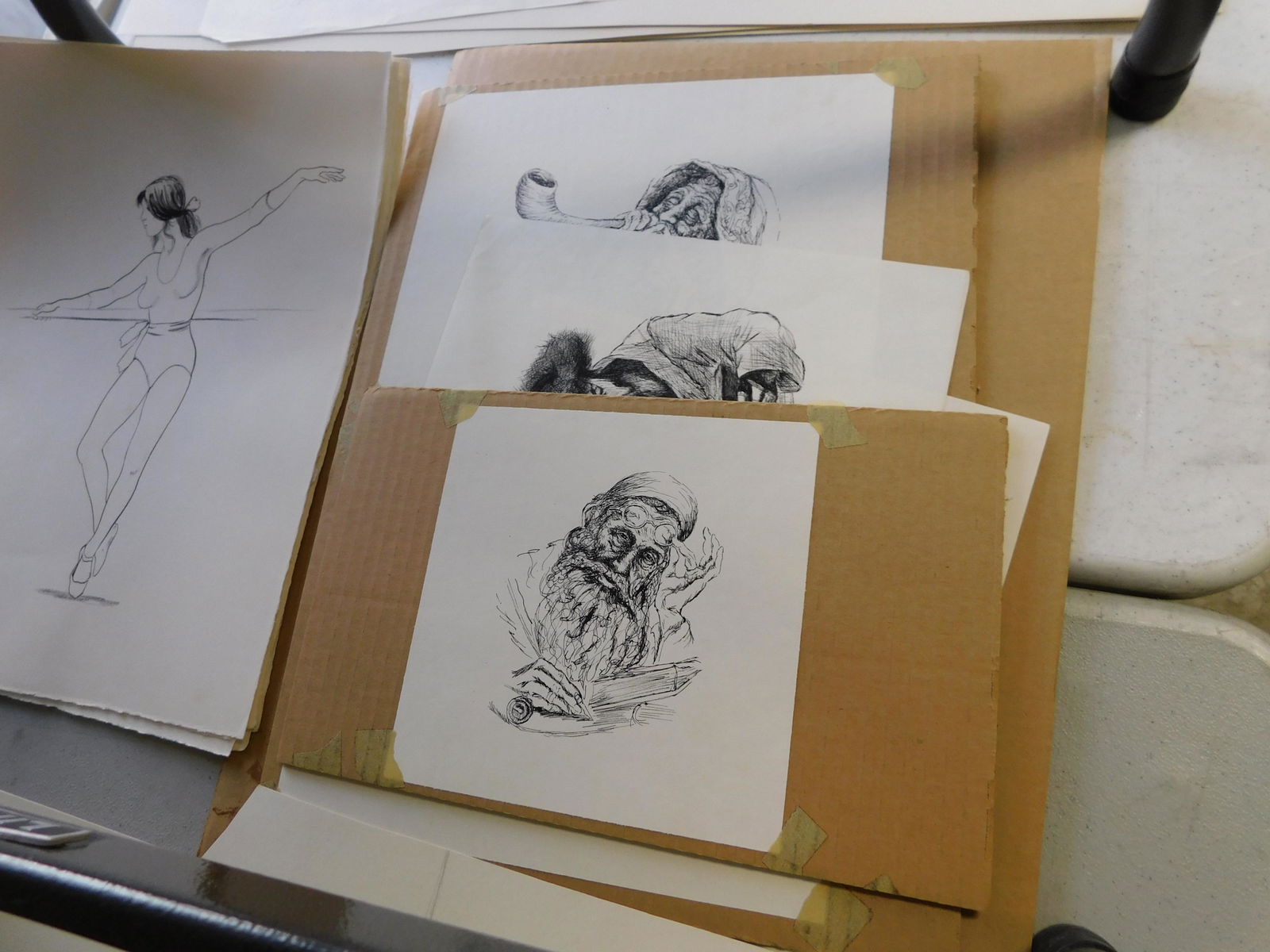 6 Original Drawings: Lot of 6 original drawings of men. You are bidding at a live sale. Please read the terms and conditions. This sale will be broadcast live on sale day with full descriptions of each lot being sold, as