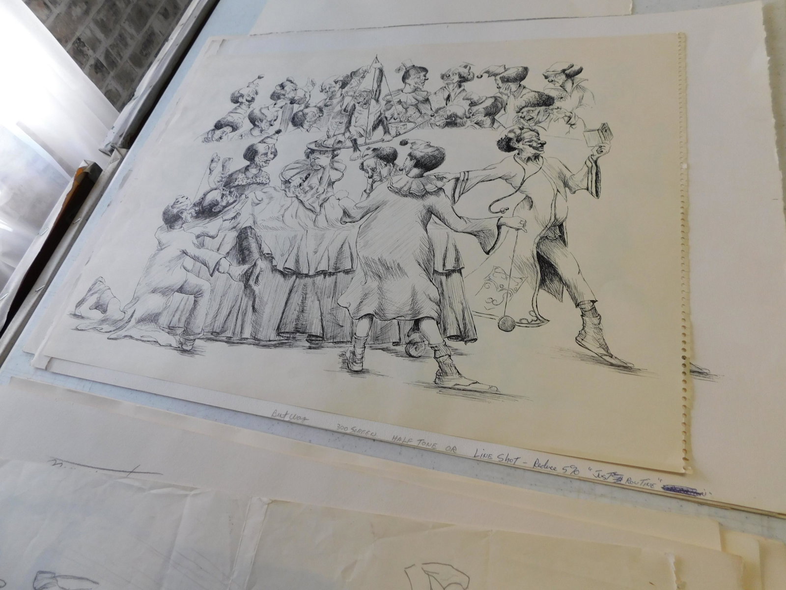 Pen Drawing and Lithographs Political Cartoon: Lot of 4 unframed lithographs pf political cartoon with original pen drawing. You are bidding at a live sale. Please read the terms and conditions. This sale will be broadcast live on sale day with fu