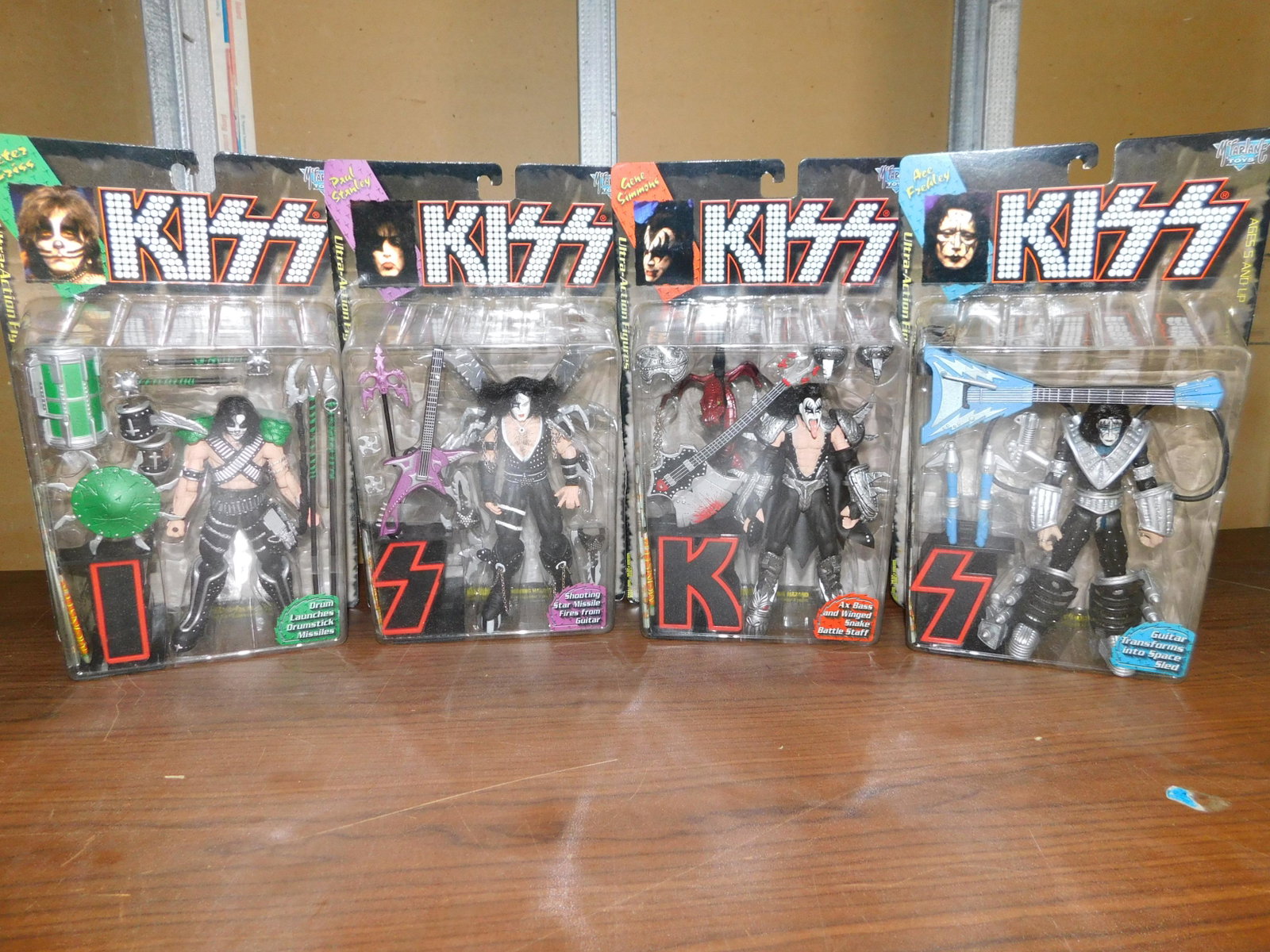 4 KISS Figures: Lot of 4 KISS figures - McFarlane's toys, Gene Simmons, Ace Frehley, Paul Stanley and Peter Griss. On original card. You are bidding at a live sale, please read the terms and conditions. We are offeri