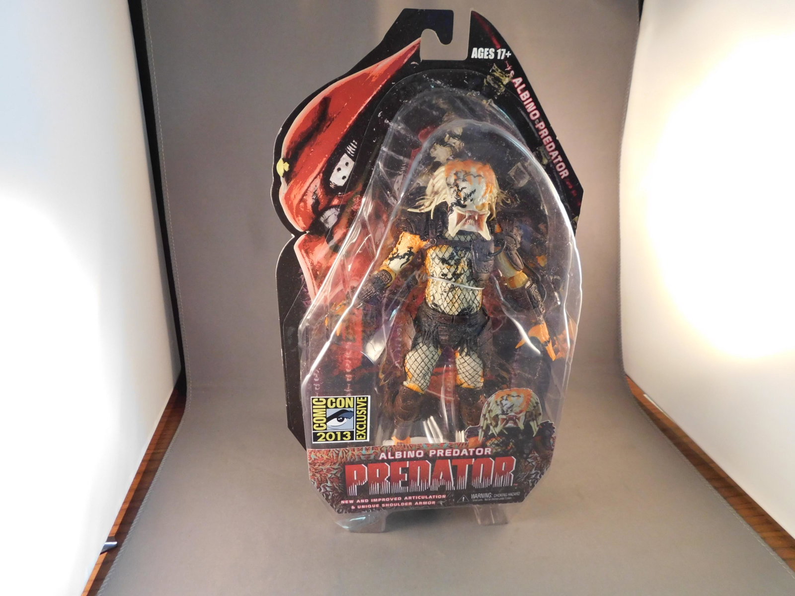 Albino Predator 2013 Comic Con Exclusive: Albino Predator action figure. 2013 Comic Con Exclusive. On original card. You are bidding at a live sale, please read the terms and conditions. We are offering contact-less pick ups at our South Brun