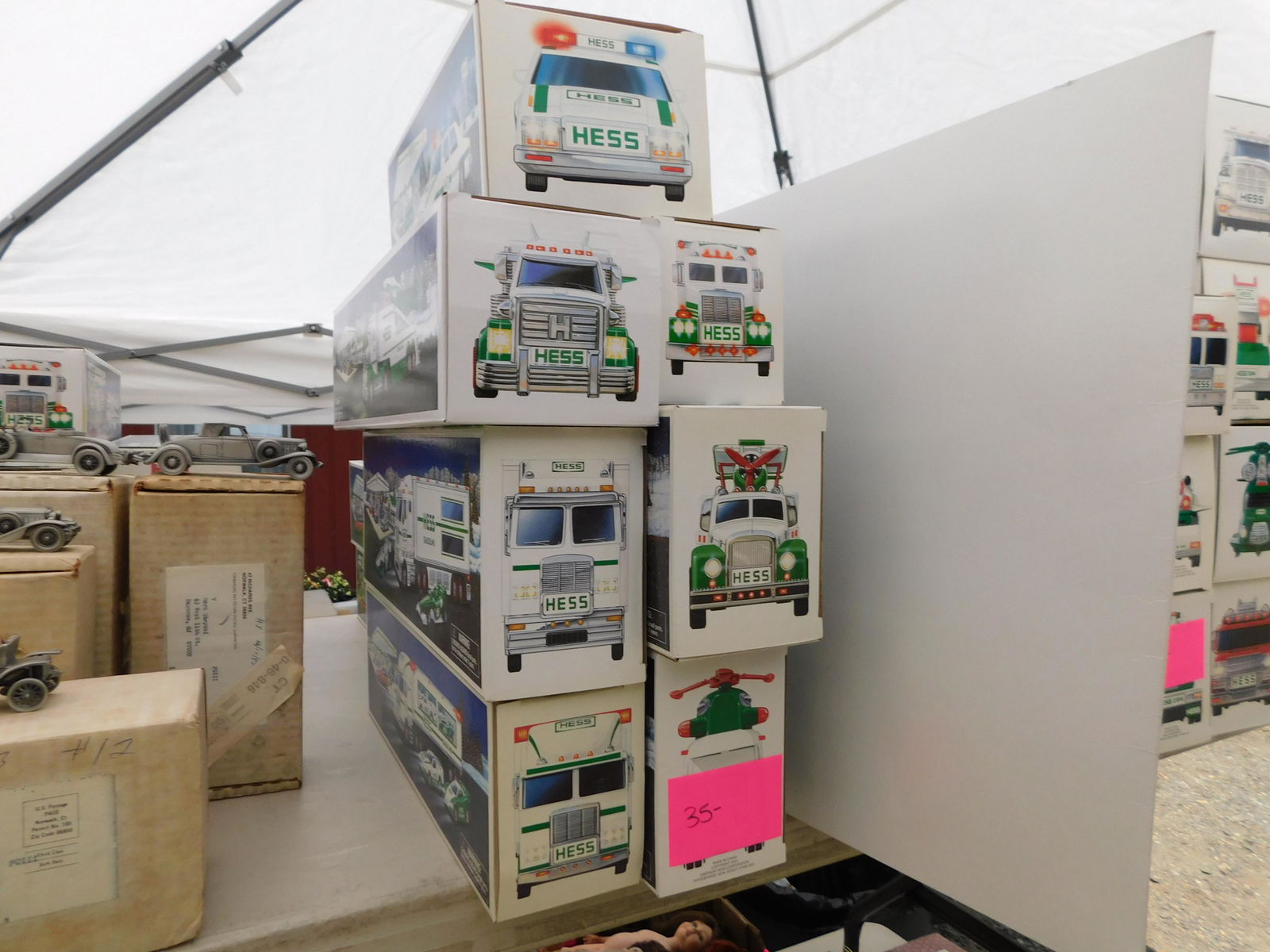 7 Hess Trucks: Lot of 7 Hess trucks from various years. You are bidding at a live sale. Please read the terms and conditions. This sale will be broadcast live on sale day with full descriptions of each lot being sol