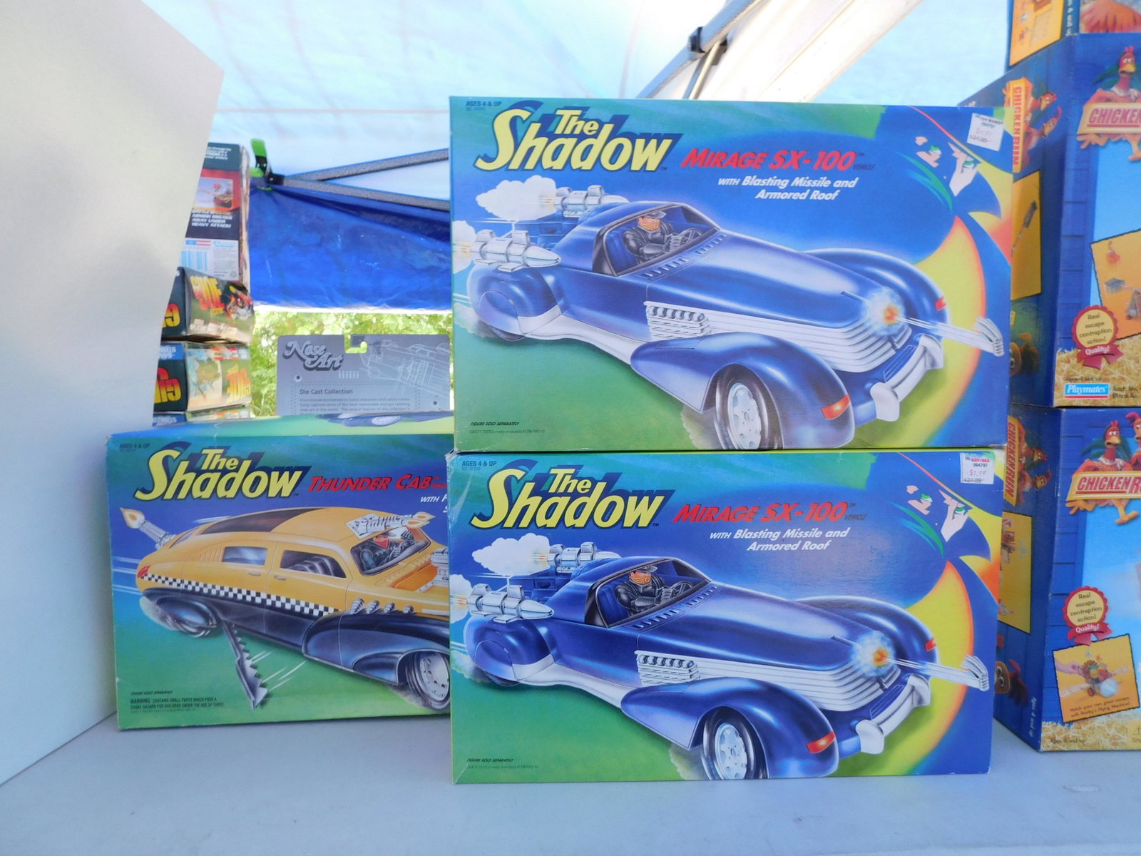 3 The Shadow Cars: 3 The Shadow cars including 2 Mirage SX-100 and Thunder Cab. May have some water damage. You are bidding at a live sale. Please read the terms and conditions. This sale will be broadcast live on sale 