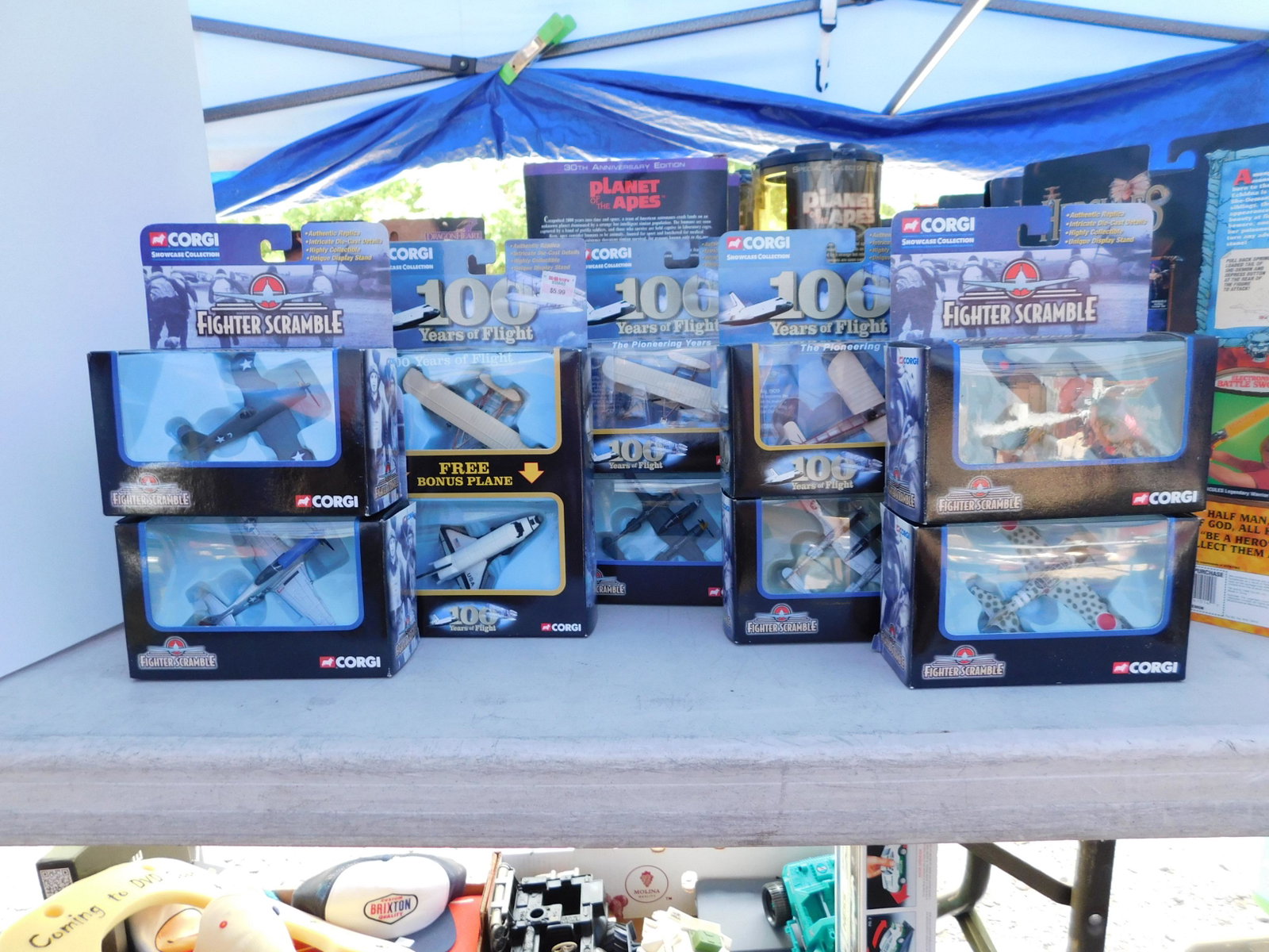Lot of Corgi Airplanes: Lot of Corgi model airplanes in original boxes. May have some water damage. You are bidding at a live sale. Please read the terms and conditions. This sale will be broadcast live on sale day with full