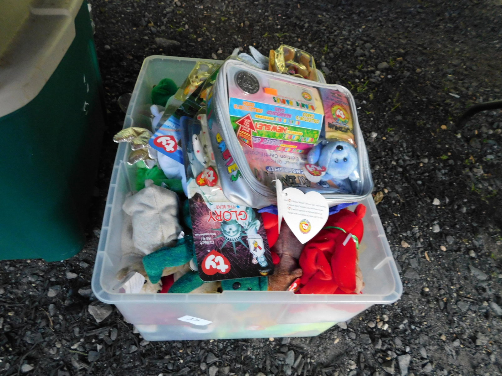 Lot of Beanie Babies: Large lot of Beanie Babies. May have some water damage. You are bidding at a live sale. Please read the terms and conditions. This sale will be broadcast live on sale day with full descriptions of eac