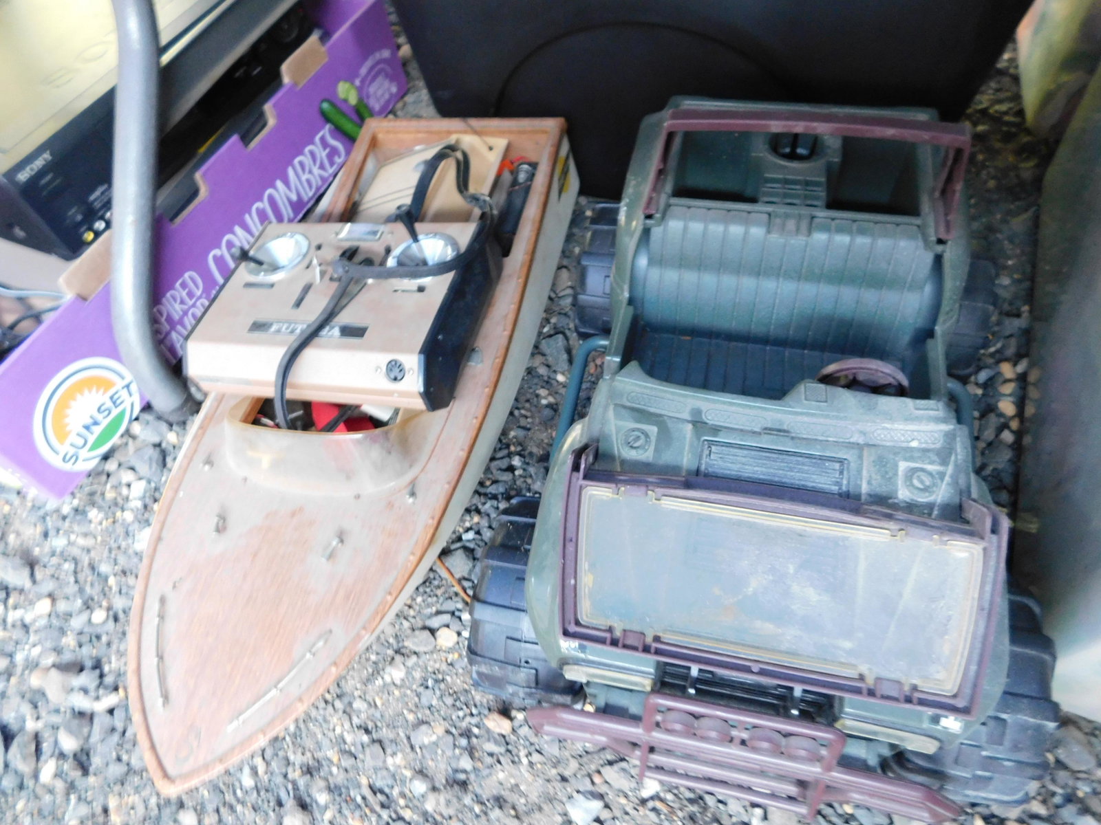GI Joe Jeep and RC Boat: Lot of GI Joe Jeep and RC boat. May have some water damage. You are bidding at a live sale. Please read the terms and conditions. This sale will be broadcast live on sale day with full descriptions of