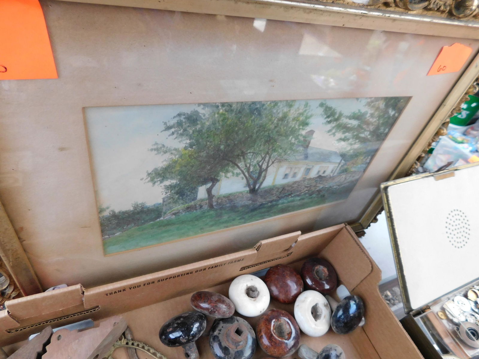 Watercolor of Colonial House: Watercolor of colonial house. You are bidding at a live sale. Please read the terms and conditions. This sale will be broadcast live on sale day with full descriptions of each lot being sold, as well