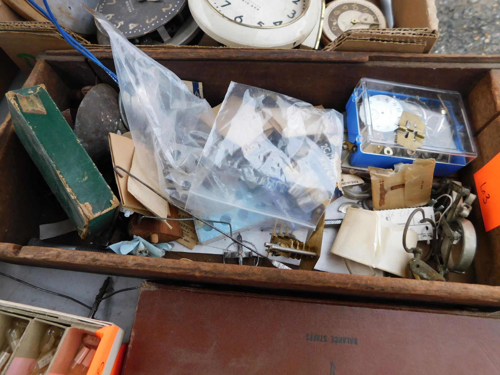 Lot of Clock Parts: Lot of clock parts. You are bidding at a live sale. Please read the terms and conditions. This sale will be broadcast live on sale day with full descriptions of each lot being sold, as well as video f