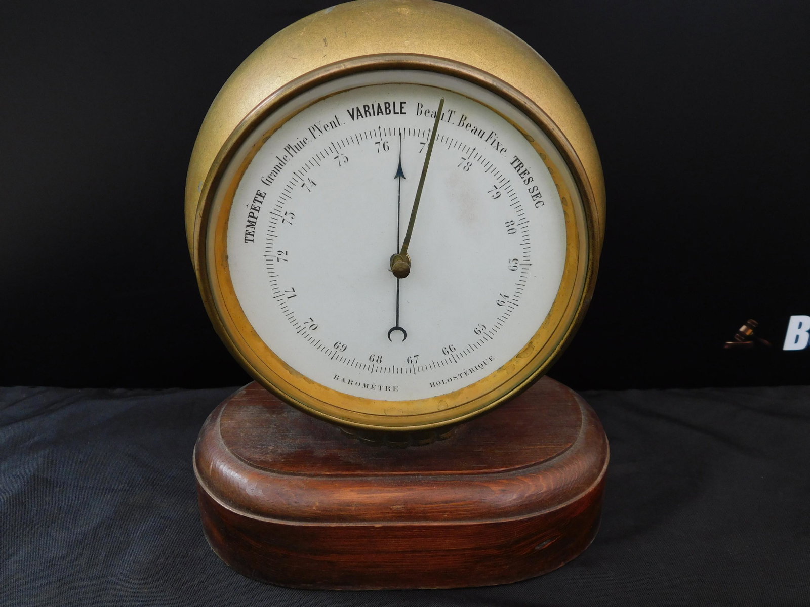 French Thermometer: French Thermometer. Measures 9" tall x 7" wide. You are bidding at a live sale. Please read the terms and conditions. This sale will be broadcast live on sale day with full descriptions of each lot be