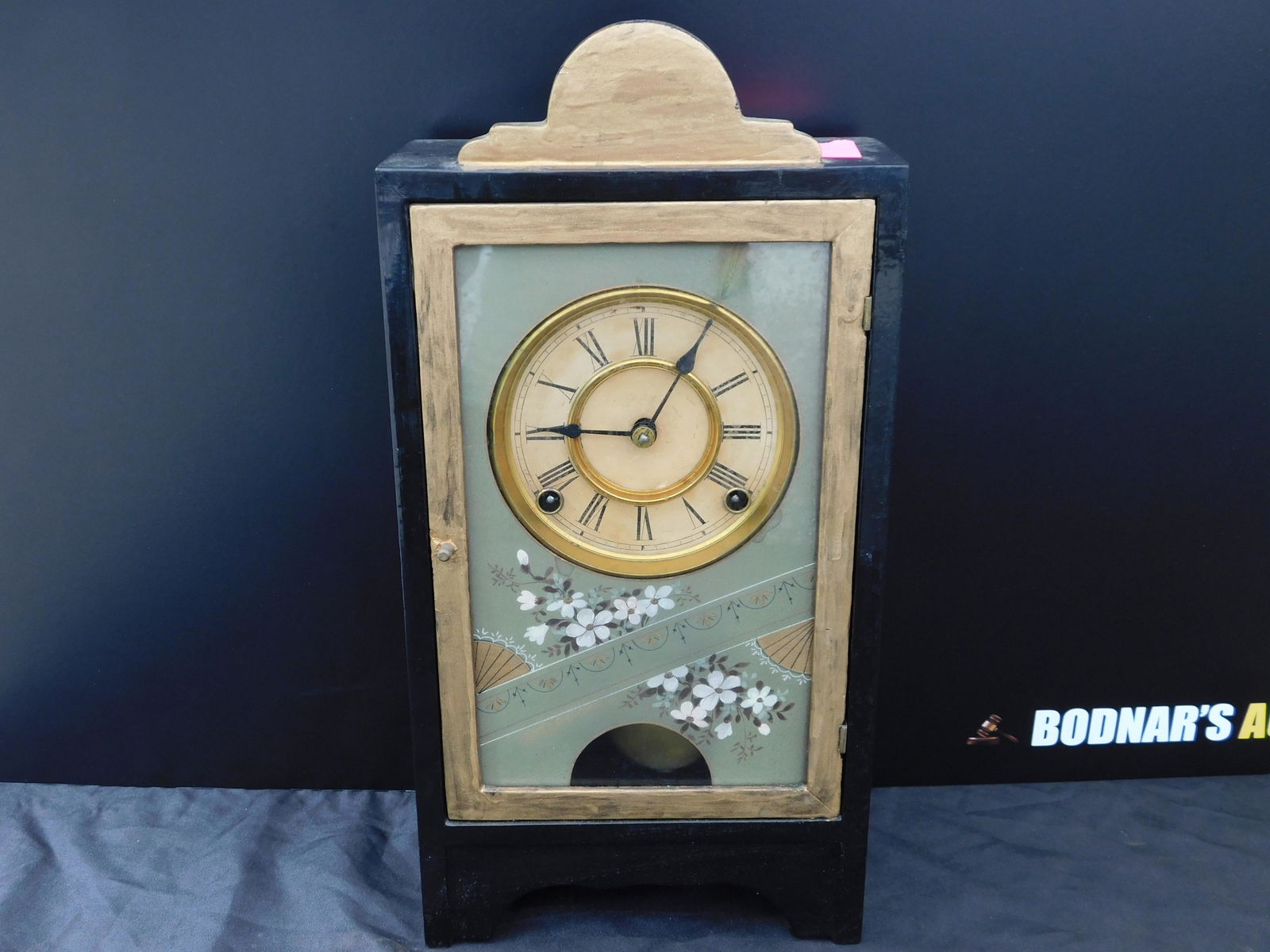 Victorian Reverse Painted Mantle Clock (1 of 4)