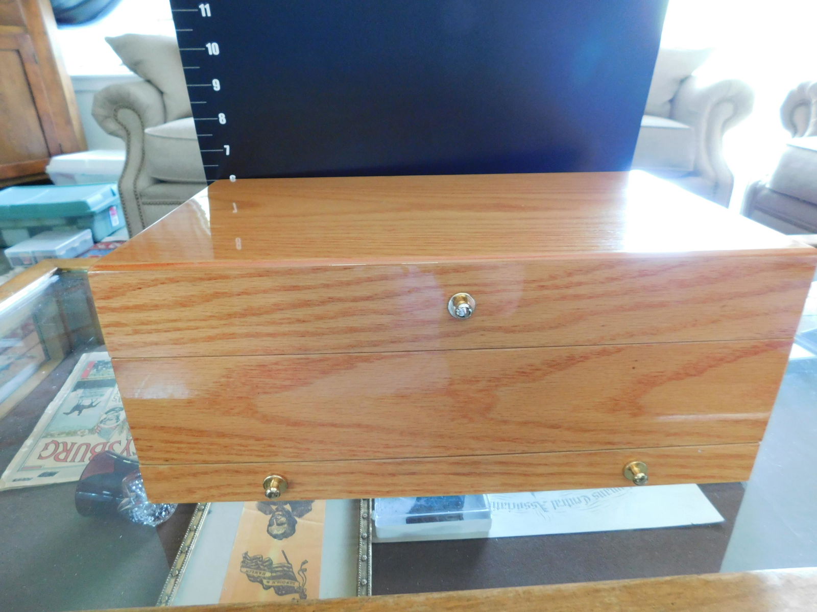 Large Jewelry Box: Large jewelry box. You are bidding at a live sale. Please read the terms and conditions. This sale will be broadcast live on sale day with full descriptions of each lot being sold, as well as video fe