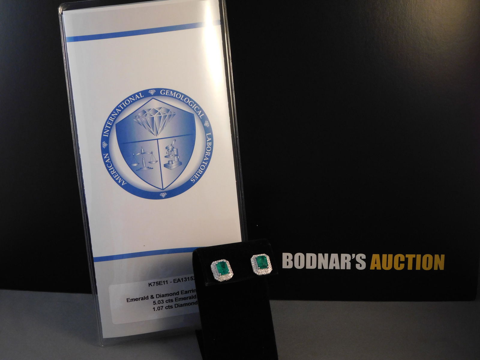 Platinum, Emerald and Diamond Earrings (1 of 2)