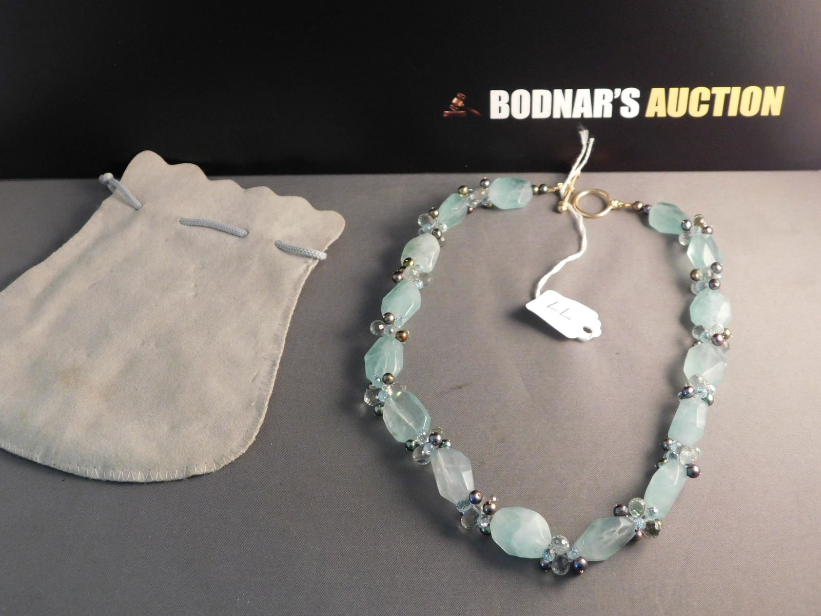 14K Green Glass Beaded Necklace (1 of 2)