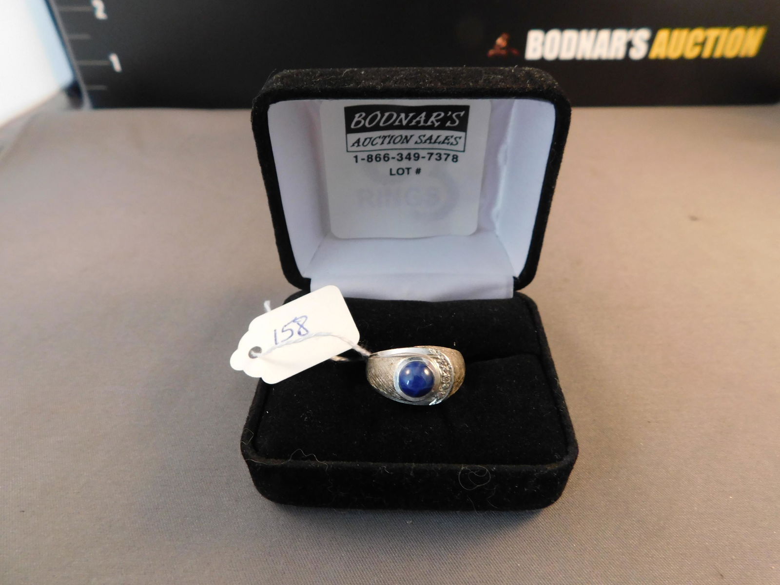 14K Men's Synthetic Sapphire Ring (1 of 4)