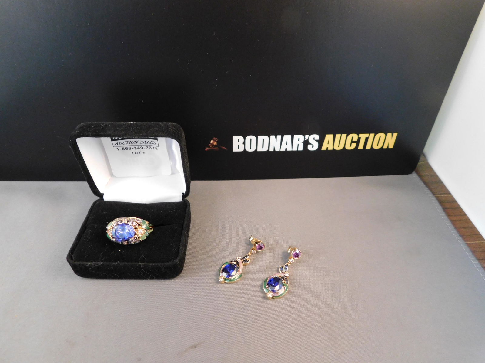Sterling Enamel Crystal Ring & Earrings (1 of 5)