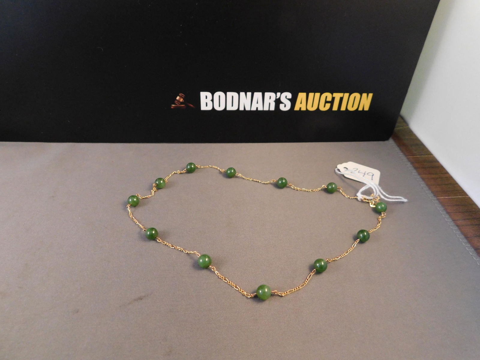 14K Gold & Jade Beaded Necklace (1 of 2)