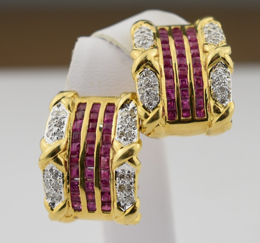 18K Ruby and Diamond Earrings (1 of 4)