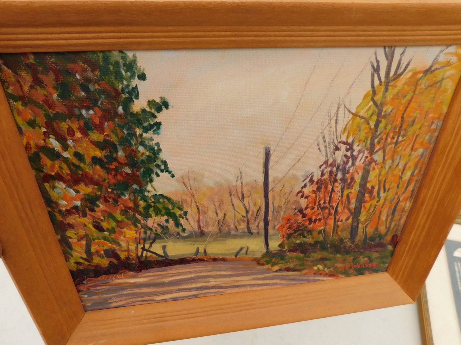 Oil on Canvas Street Scene: Oil on Canvas Signed Lower Right JH Weaver depicting a Street Scene. Image measures 8.5" L x 12" T You are bidding at a live sale. Please read the terms and conditions. We are offering no contact pick