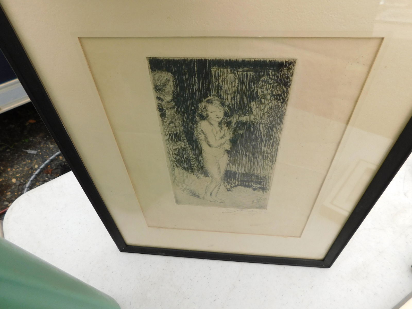 Etching of Nude Woman: Etching Signed Lower Right. E.F. Ernst Fuchs. Depicts a nude woman. Image Measures 7.5" L x 9.5" T You are bidding at a live sale. Please read the terms and conditions. We are offering no contact pick
