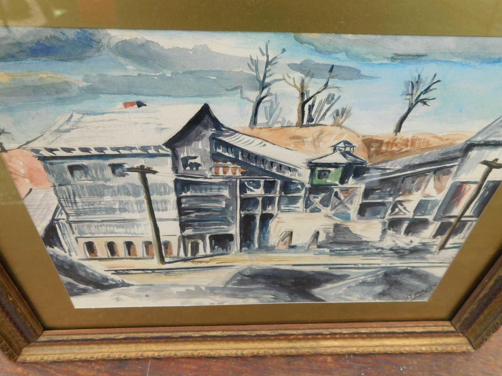 Watercolor of Quarry: Watercolor Signed lower right JJ Mapes. Depicting a quarry. Image measures 10" L x 8" T You are bidding at a live sale. Please read the terms and conditions. We are offering no contact pick up at our 