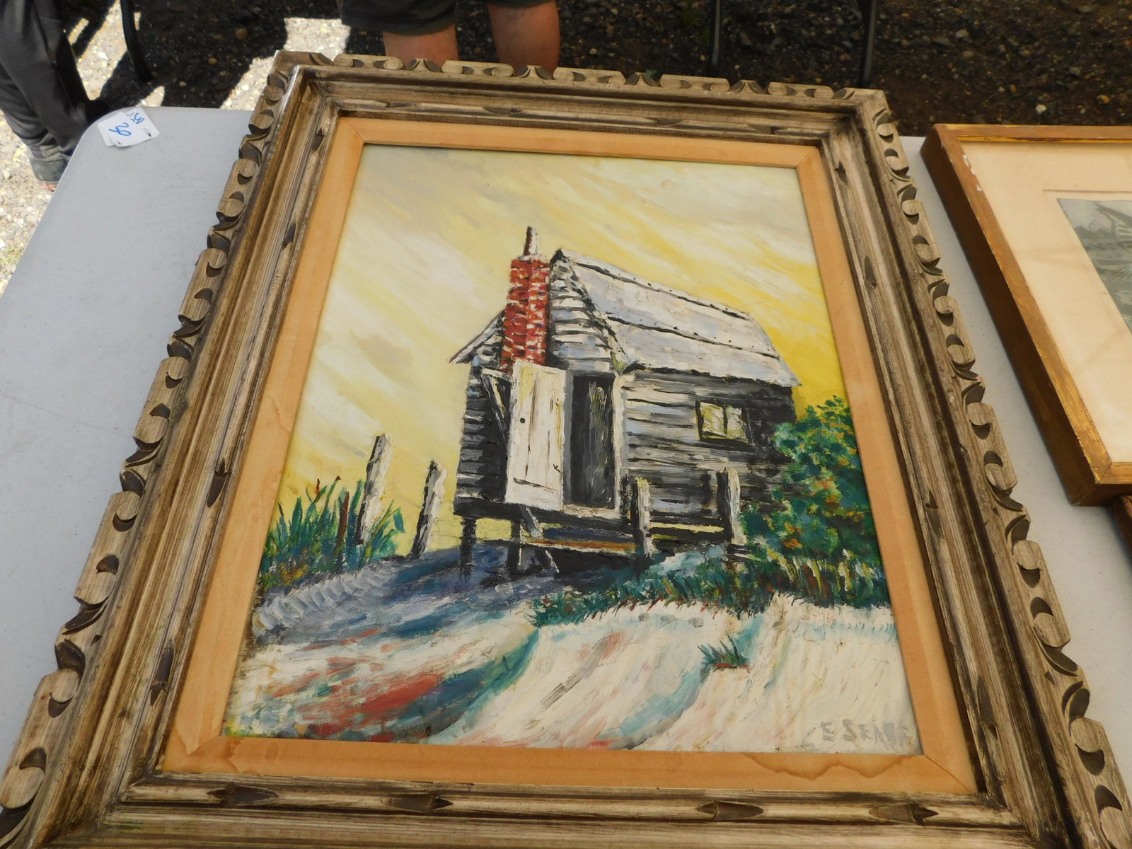 Oil on Board of Shore Shack: Oil on Board signed E. Sears. Depicting a shore shack. Image measures 15" L x 19" T You are bidding at a live sale. Please read the terms and conditions. We are offering no contact pick up at our Sout