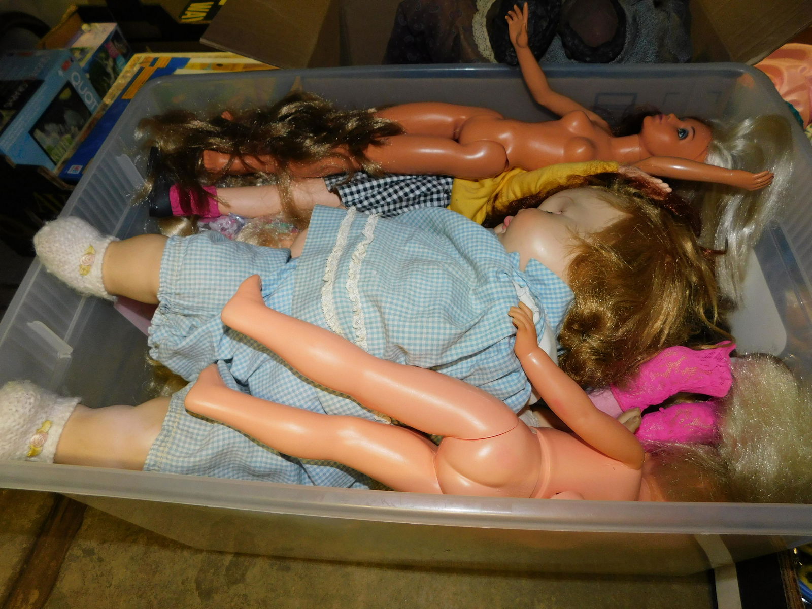 Box Lot of Dolls: Box Lot of Mixed Dolls. You are bidding at a live sale. Please read the terms and conditions. This sale will be broadcast live on sale day with full descriptions of each lot being sold, as well as vid