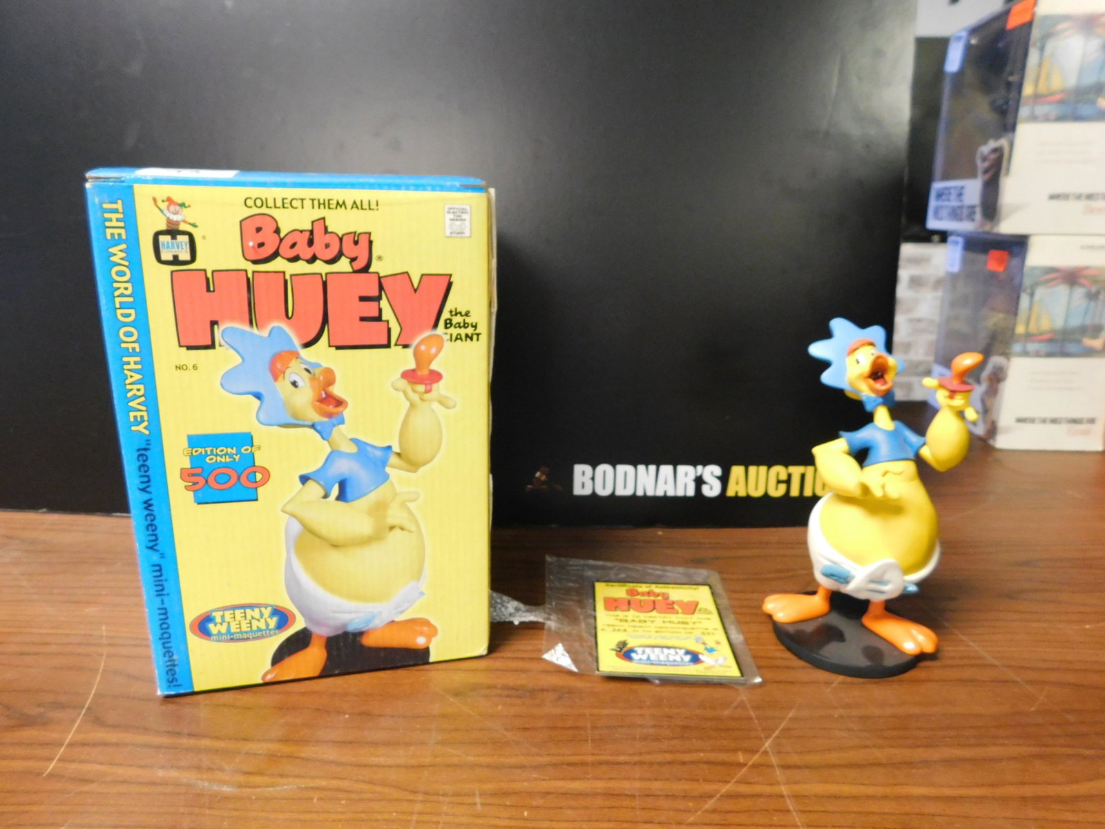Harvey Comics Baby Huey Maquette: Harvey Comics baby Huey maquette with COA and original box. #244 of 500. Measures approx. 6 3/4" tall x 4" wide. You are bidding at a live sale, please read the terms and conditions. We are offering c
