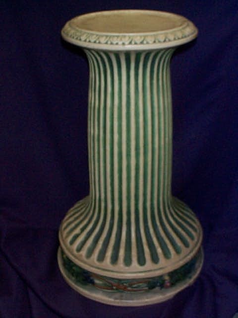 Roseville pedestal, has minor crazing and 2 small