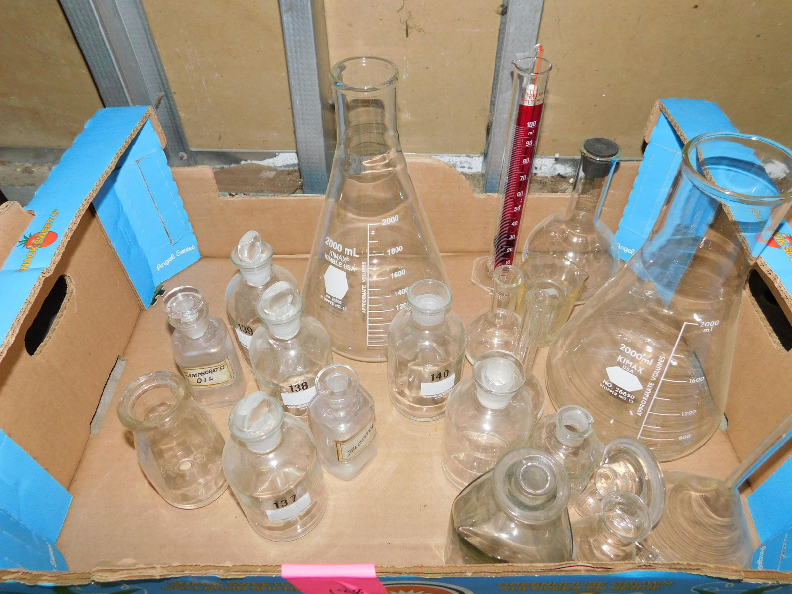 Box Lot of Apothecary Bottles: Box Lot of Apothecary Bottles. You are bidding at a live sale. Please read the terms and conditions. This sale will be broadcast live on sale day with full descriptions of each lot being sold, as well