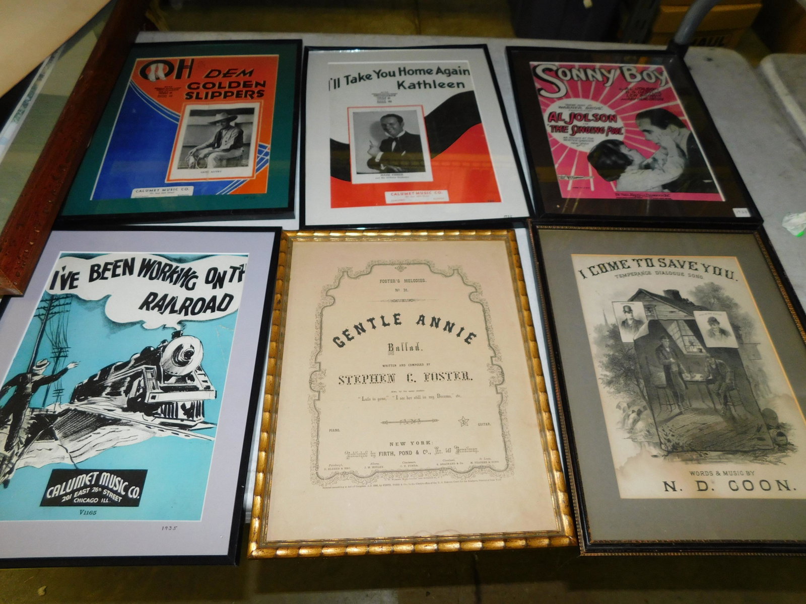 Lot of 6 Framed Sheet Music: Lot of 6 Framed Sheet Music. You are bidding at a live sale. Please read the terms and conditions. This sale will be broadcast live on sale day with full descriptions of each lot being sold, as well a