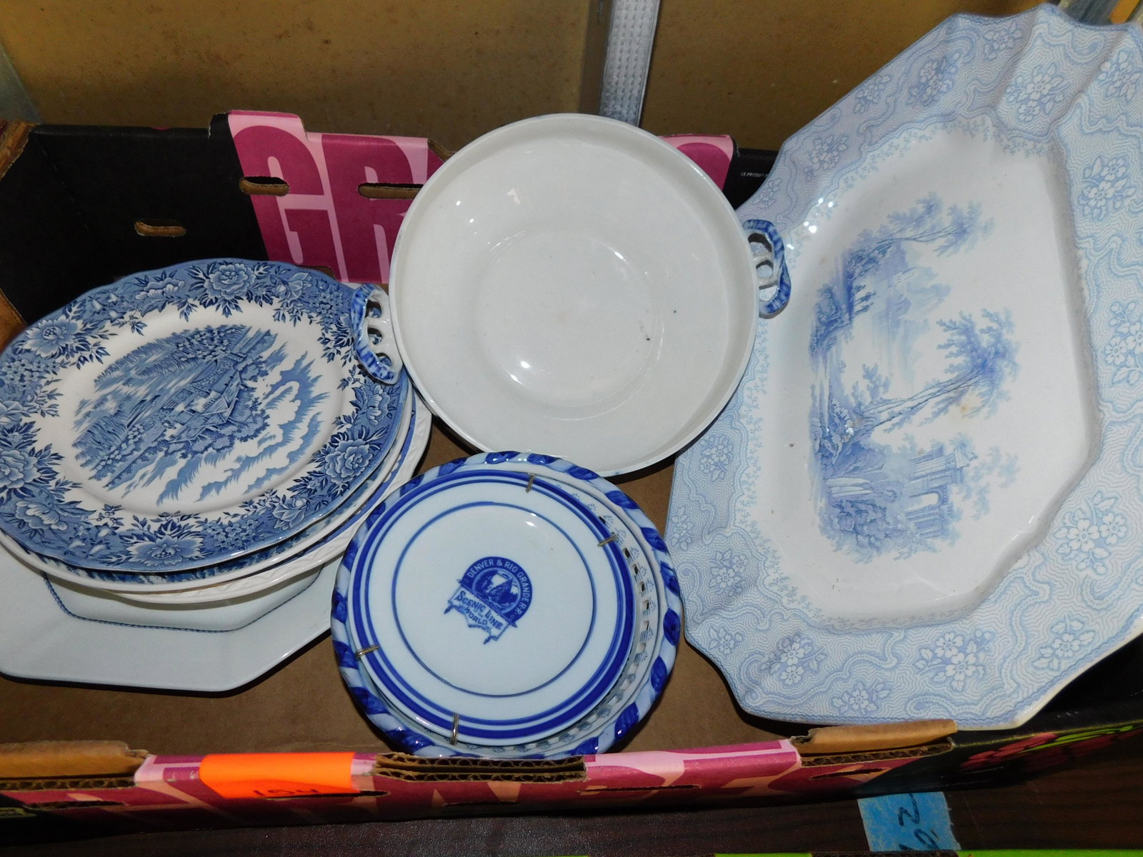 Lot of Flow Blue: Lot of Flow Blue. You are bidding at a live sale. Please read the terms and conditions. This sale will be broadcast live on sale day with full descriptions of each lot being sold, as well as video fee