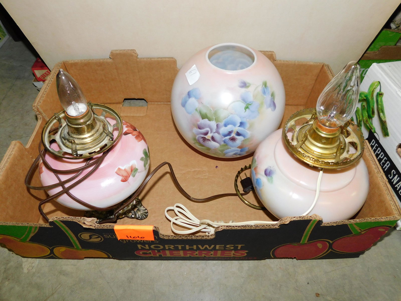 Box Lot of Victorian Lamps: Box Lot of Victorian Lamps. You are bidding at a live sale. Please read the terms and conditions. This sale will be broadcast live on sale day with full descriptions of each lot being sold, as well as