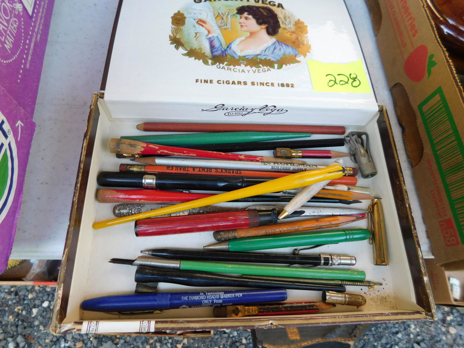 Box Lot of Early Pencils: Box Lot of Early Pencils. You are bidding at a live sale. Please read the terms and conditions. This sale will be broadcast live on sale day with full descriptions of each lot being sold, as well as v