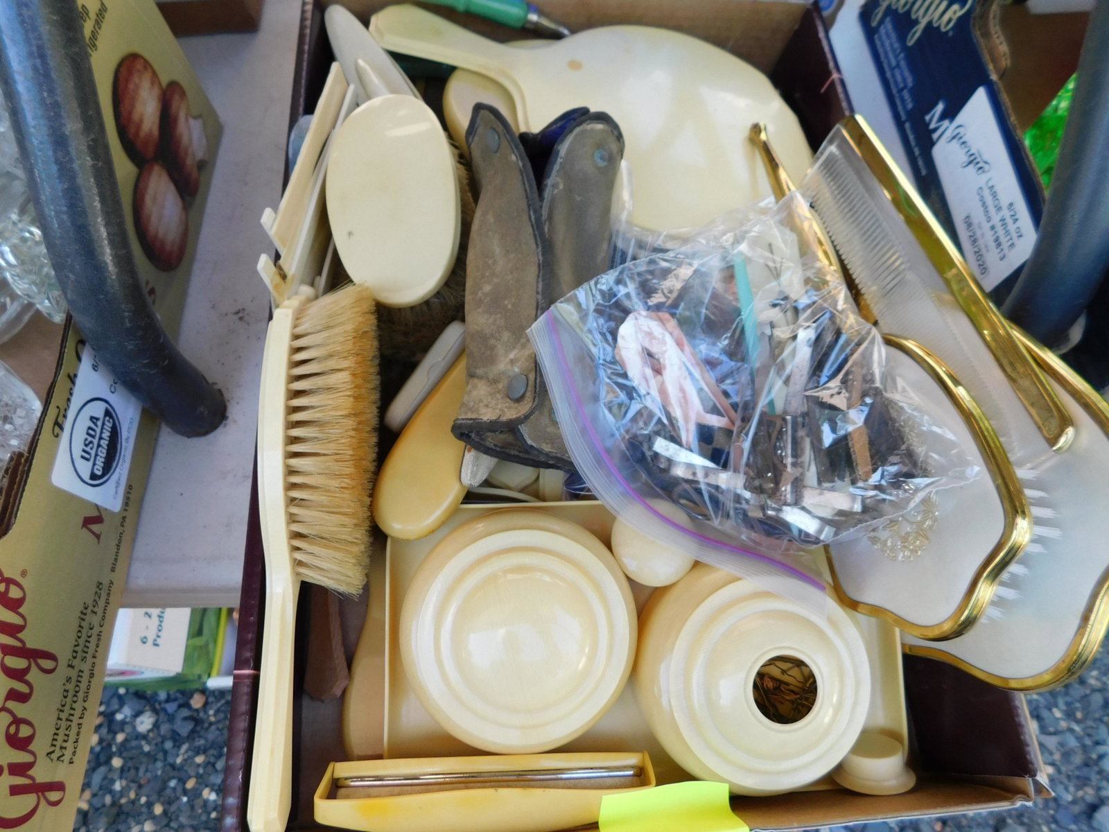 Lot of Celluloid Dresser Table Items: Large Lot of Celluloid Dressing Table Items. You are bidding at a live sale. Please read the terms and conditions. This sale will be broadcast live on sale day with full descriptions of each lot being