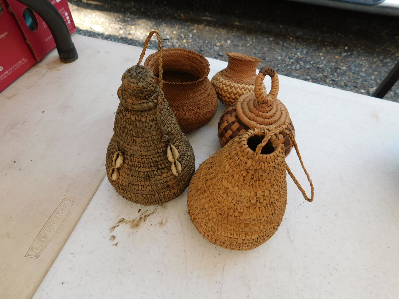 Lot of 5 African Baskets: Lot of 5 African Baskets. You are bidding at a live sale. Please read the terms and conditions. This sale will be broadcast live on sale day with full descriptions of each lot being sold, as well as v