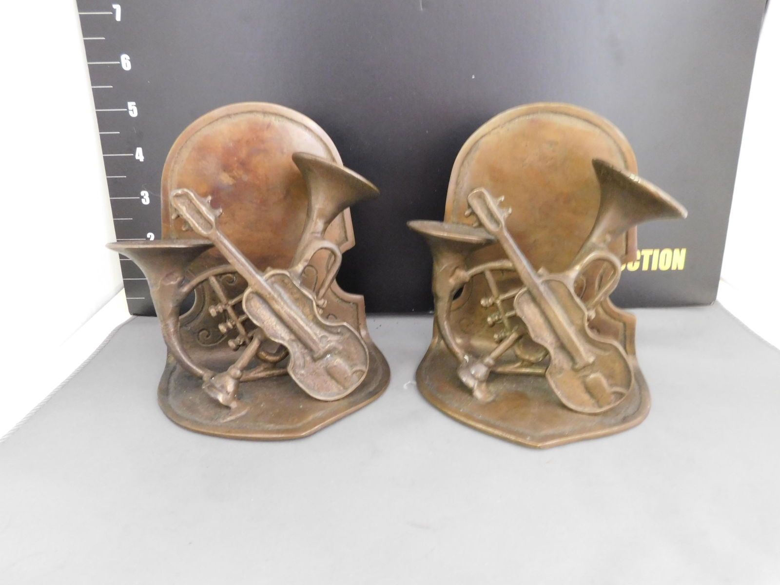 Pair of Bronze Musical Instrument Bookends (1 of 3)