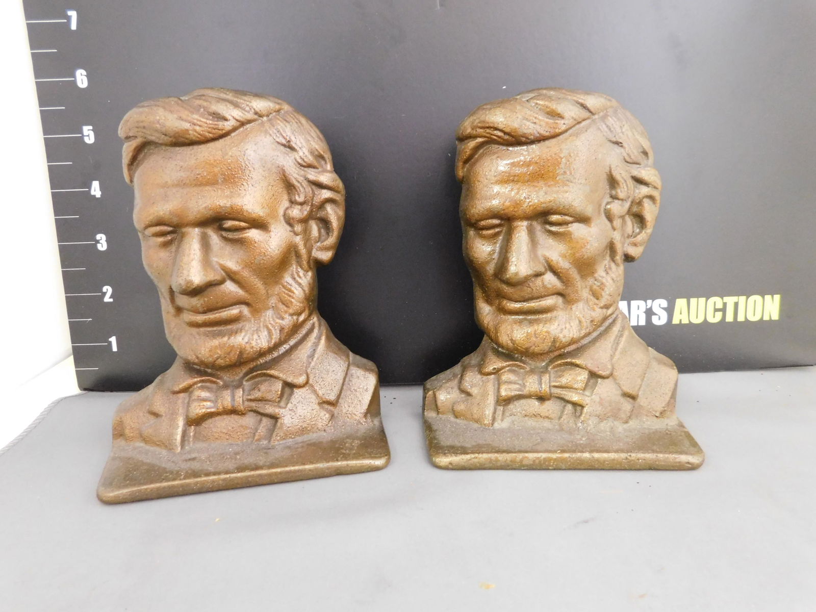 Pair of Brass Abraham Lincoln Bookends (1 of 3)