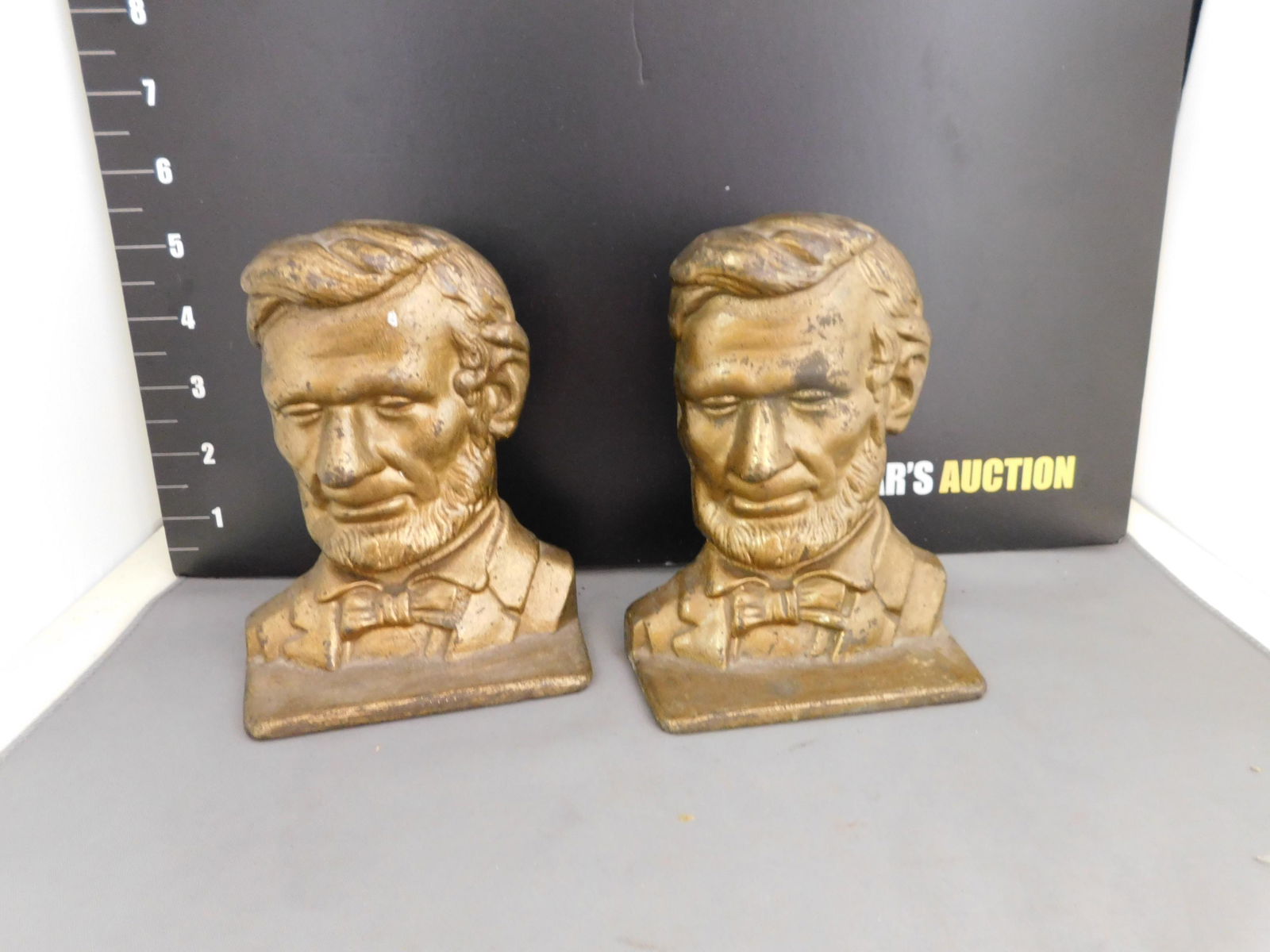 Pair of Brass Abraham Lincoln Bookends (1 of 2)