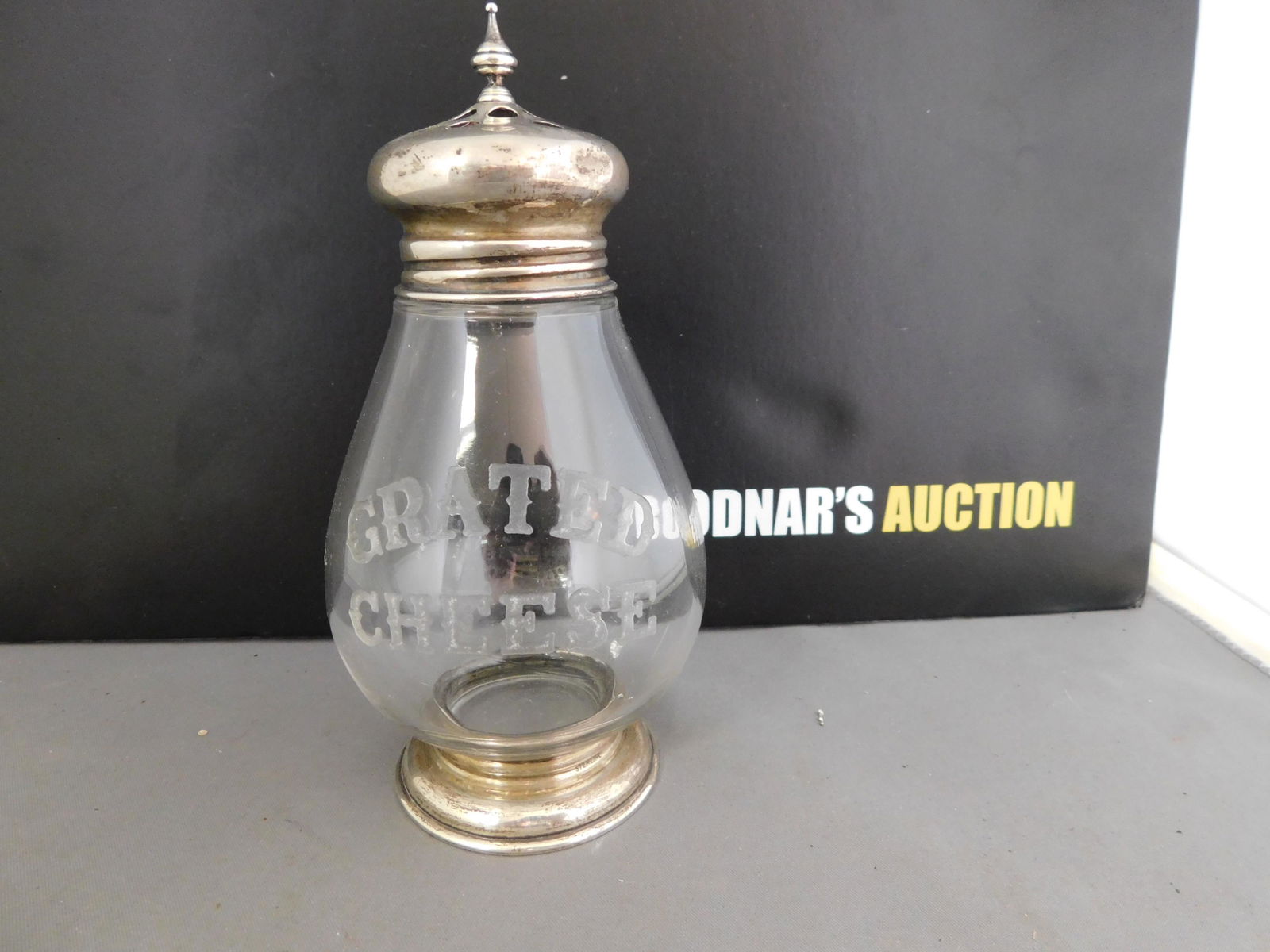 Sterling Silver and Etched Glass Cheese Server (1 of 3)