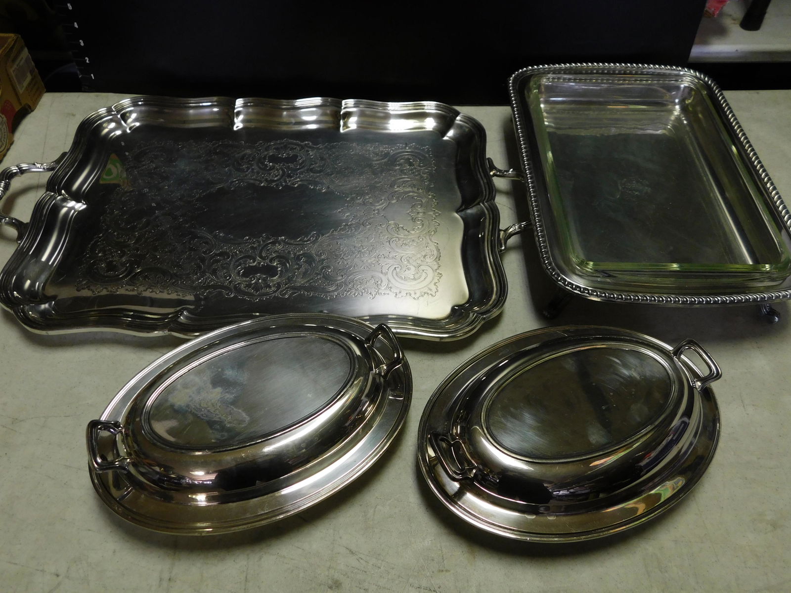 Lot of 4 Silver-plated Serving Pieces (1 of 4)