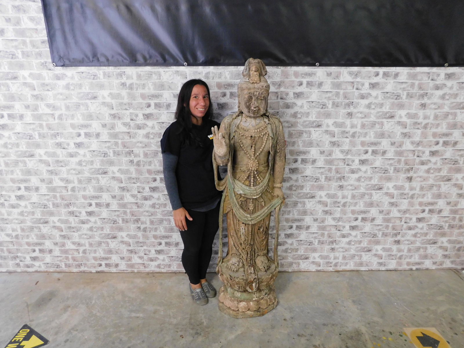 Carved Wood Asian Statue (1 of 7)