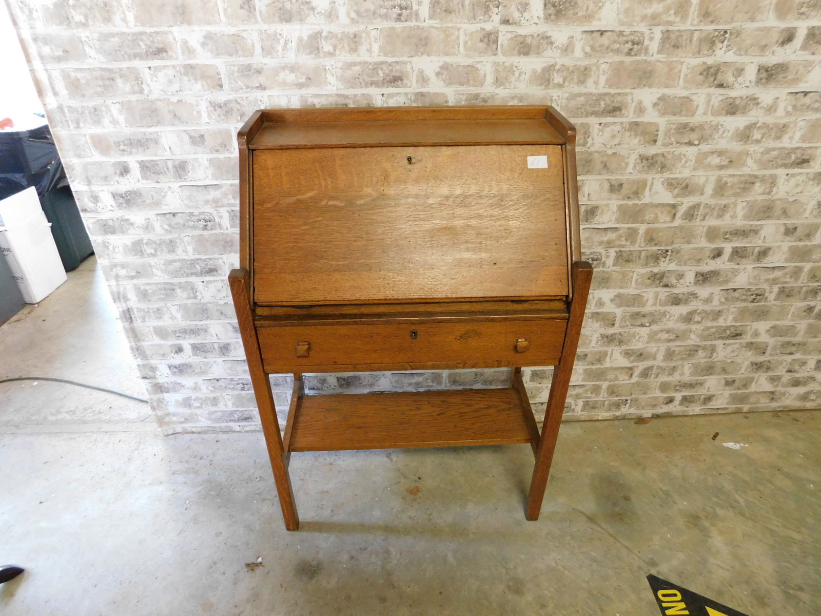 Oak Arts and Crafts Style Slant Front Desk (1 of 5)