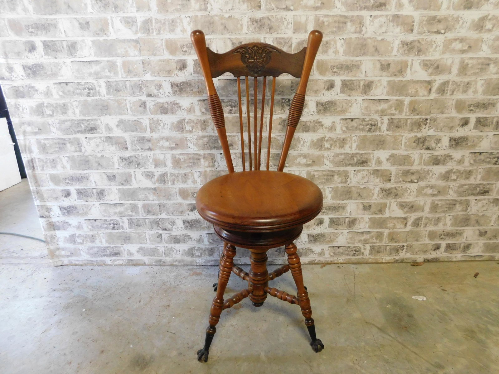Victorian Adjustable Piano Stool with High Back (1 of 4)